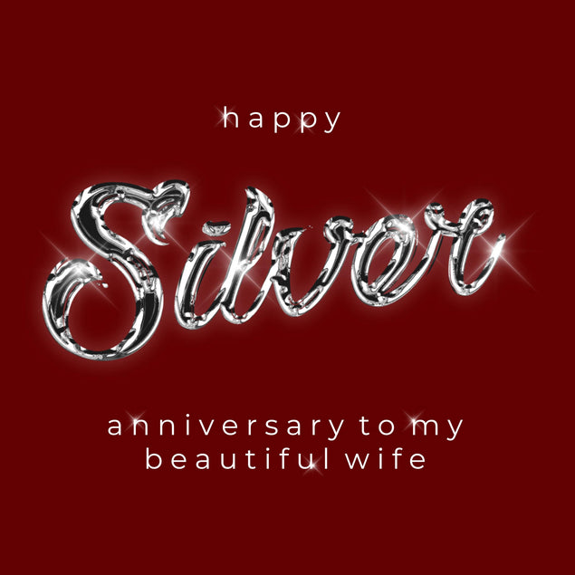 Happy Silver Anniversary Beautiful Wife Shiny Letters Red Confetti-exploding Greetings Card