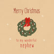 Christmas Wreath Merry Christmas For Nephew Confetti-exploding Greetings Card