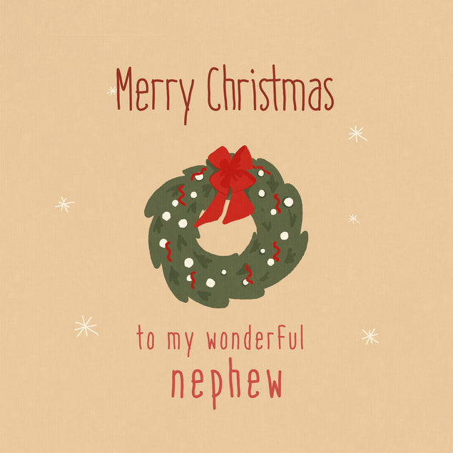 Christmas Wreath Merry Christmas For Nephew Confetti-exploding Greetings Card
