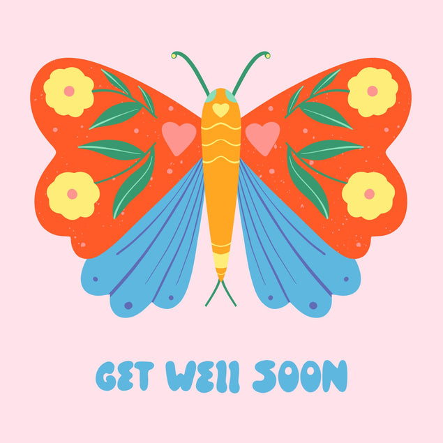 Colourful Butterfly Get Well Soon Confetti-exploding Greetings Card