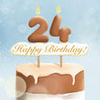 24th Happy Birthday Cake Confetti-exploding Greetings Card