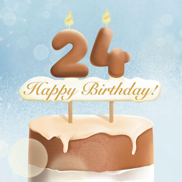 24th Happy Birthday Cake Confetti-exploding Greetings Card