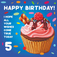 Happy 5th Birthday Cupcake Confetti-exploding Greetings Card