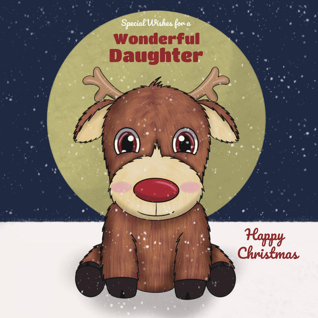 Christmas Cute Reindeer Daughter Confetti-exploding Greetings Card