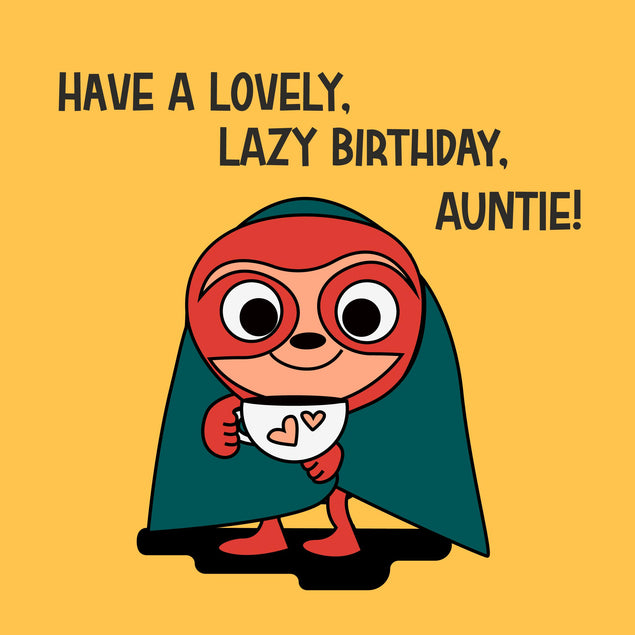 Happy Birthday Auntie Sloth Superhero Confetti-exploding Greetings Card