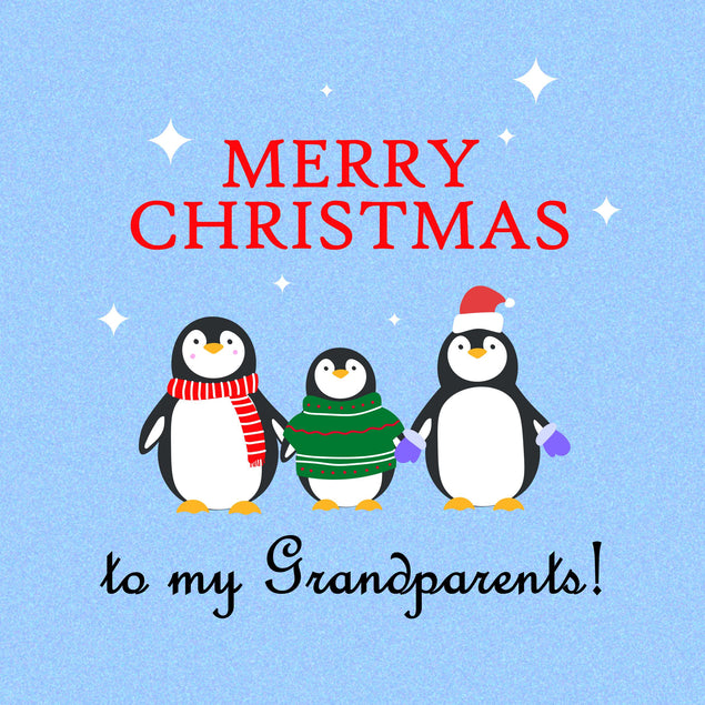 Merry Christmas Grandparents Penguin Family Confetti-exploding Greetings Card