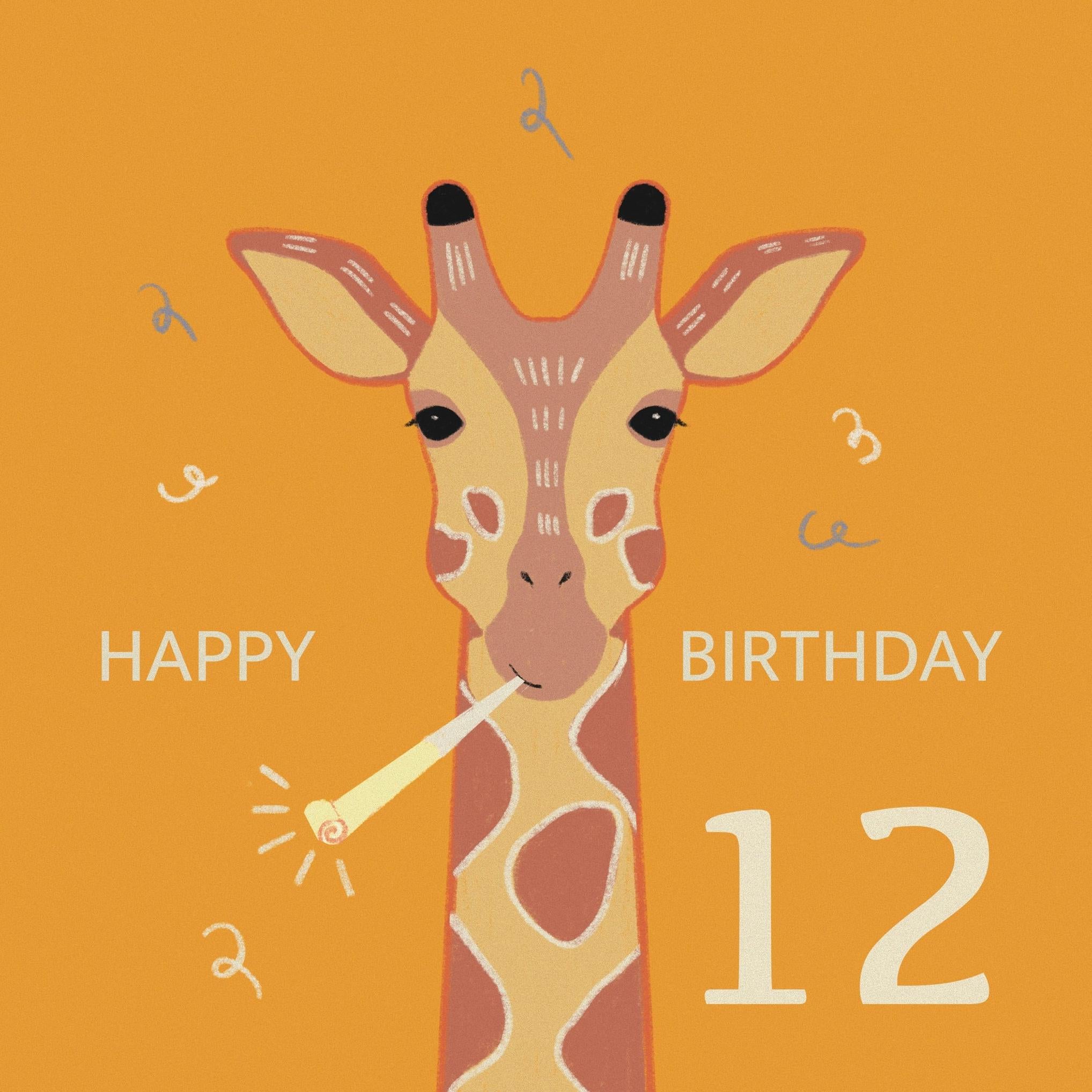 12th Birthday Giraffe Confetti-exploding Greetings Card – Boomf