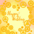 Happy Wedding Yellow Gears Confetti-exploding Greetings Card