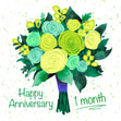 Happy Anniversary 1 Month Green Roses Bouquet Confetti-exploding Greetings Card