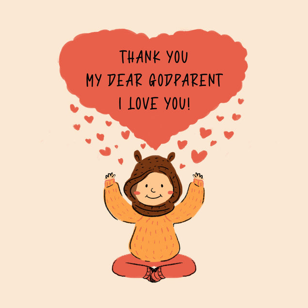 Thank You Godparent I Love You Cute Kid Confetti-exploding Greetings Card