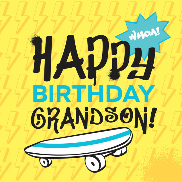 Happy Birthday Grandson Skater Confetti-exploding Greetings Card