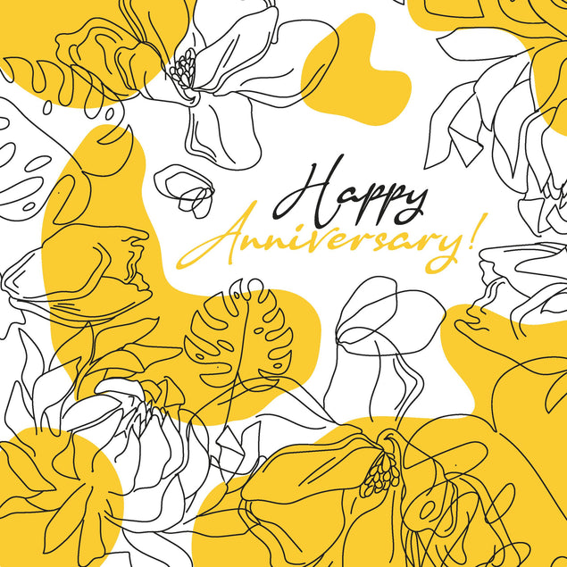 Beautiful Flowers In Yellow Happy Anniversary Confetti-exploding Greetings Card
