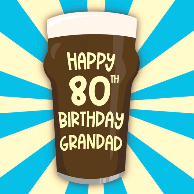 Grandad Glass Of Beer 80th Birthday Confetti-exploding Greetings Card
