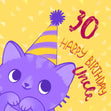 Happy 30th Birthday Cute Cat Uncle Confetti-exploding Greetings Card