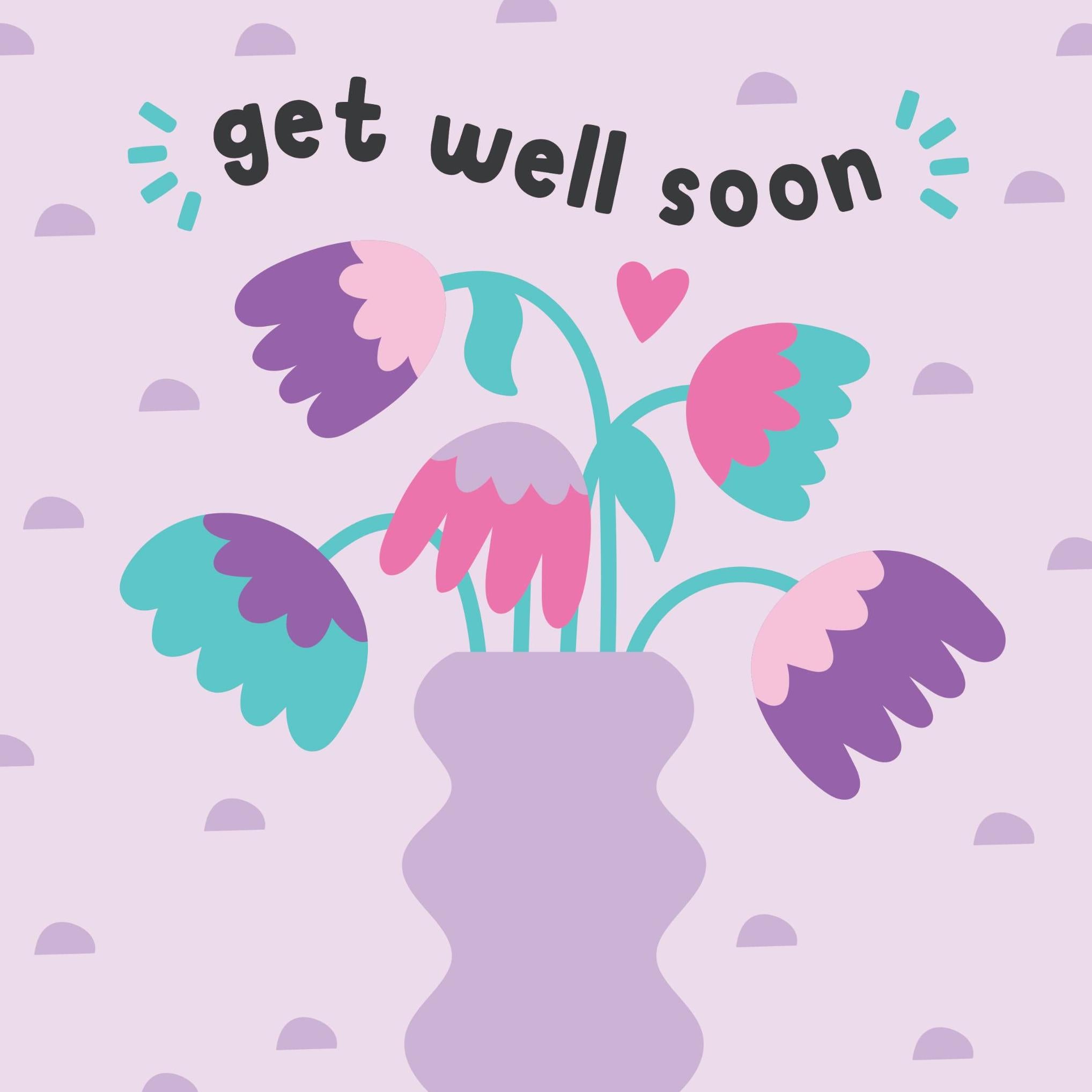 Get Well Soon Purple Flowers Confetti-exploding Greetings Card – Boomf
