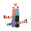 Happy Anniversary Two Boys And Rainbow Heart Confetti-exploding Greetings Card