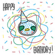 Happy Birthday Crayon Sloth With A Birthday Hat Confetti-exploding Greetings Card
