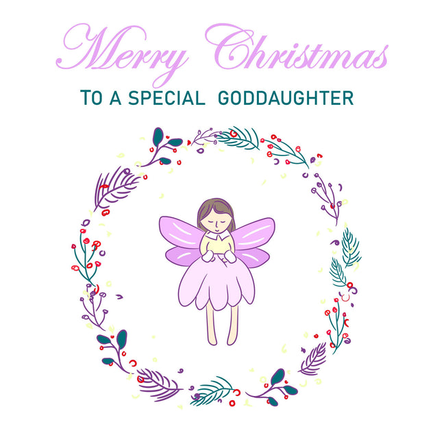 Merry Christmas Special Goddaughter Cute Fairy Confetti-exploding Greetings Card
