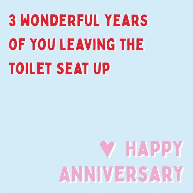 Three Years of Toilet Seat Confetti-exploding Greetings Card