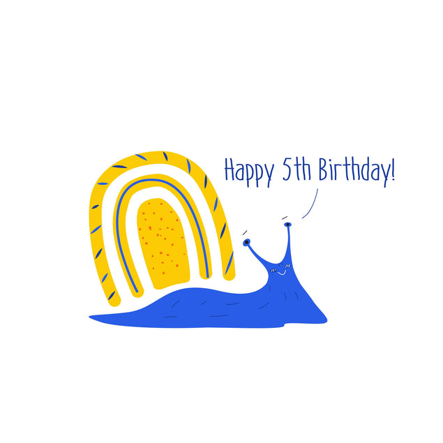 Happy 5th Birthday Blue Snail Confetti-exploding Greetings Card