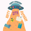Party Spaceship Happy 21st Birthday Confetti-exploding Greetings Card
