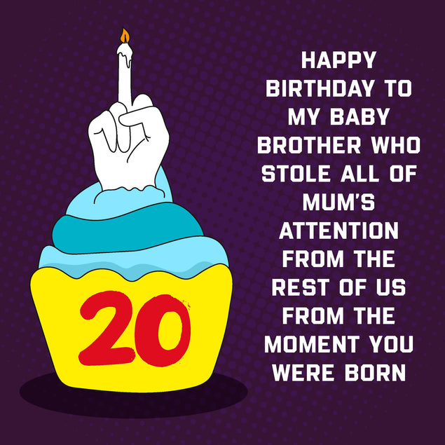 Happy 20th Birthday Brother F*ck You Cake Confetti-exploding Greetings Card