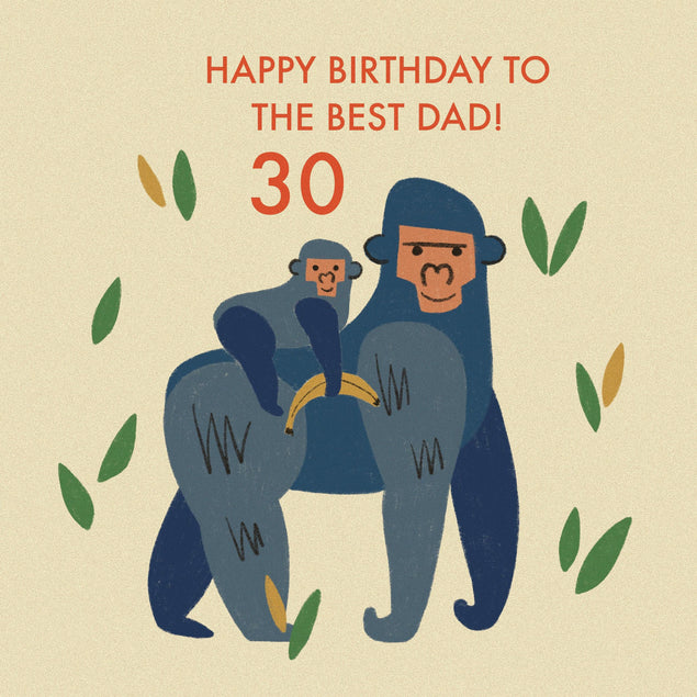 Gorilla Best Dad 30th Birthday Confetti-exploding Greetings Card