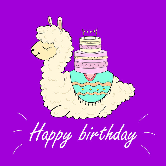 Llama With Cake Happy Birthday Confetti-exploding Greetings Card