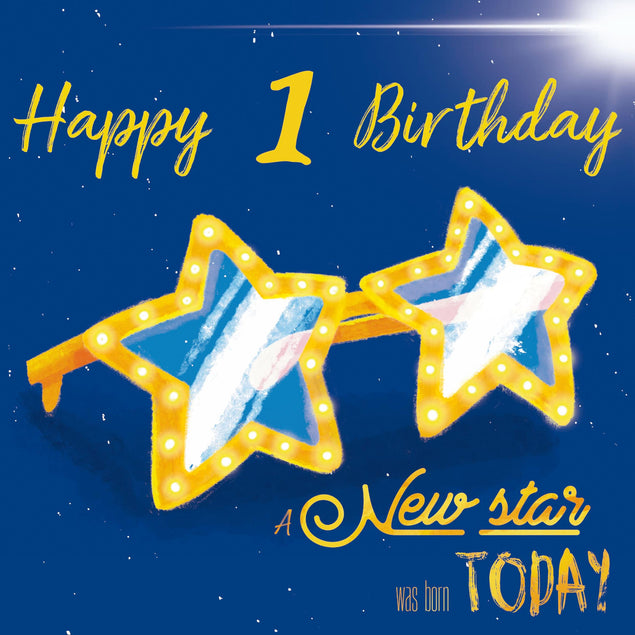 A New Star Was Born Today Happy 1st Birthday Confetti-exploding Greetings Card