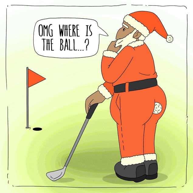 Merry Christmas Santa Playing Golf Confetti-exploding Greetings Card