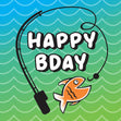 Happy Birthday Funny Fish And Fishing Rod Confetti-exploding Greetings Card