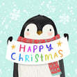 Happy Christmas Cute Penguin Confetti-exploding Greetings Card
