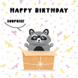 Happy Birthday Surprise Racoon Confetti-exploding Greetings Card