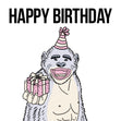 Grey Monkey With A Gift Happy Birthday Confetti-exploding Greetings Card