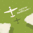 Happy Birthday Plane Green Confetti-exploding Greetings Card