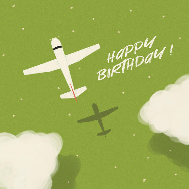 Happy Birthday Plane Green Confetti-exploding Greetings Card