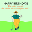 Old Cool Golfer Happy Birthday Confetti-exploding Greetings Card