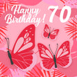 Tropical Style Pink Butterflies Happy 70th Birthday Confetti-exploding Greetings Card
