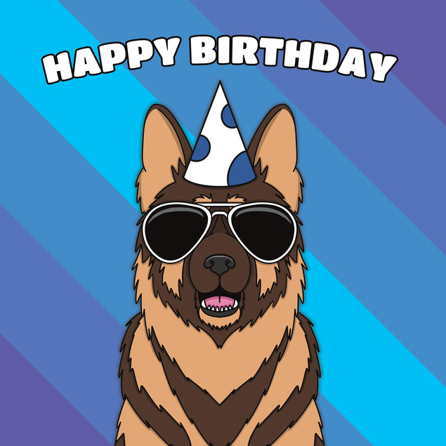 Cool German Shepherd Dog Birthday Confetti-exploding Greetings Card