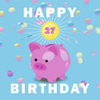 Happy 27th Birthday Piggybank Confetti-exploding Greetings Card
