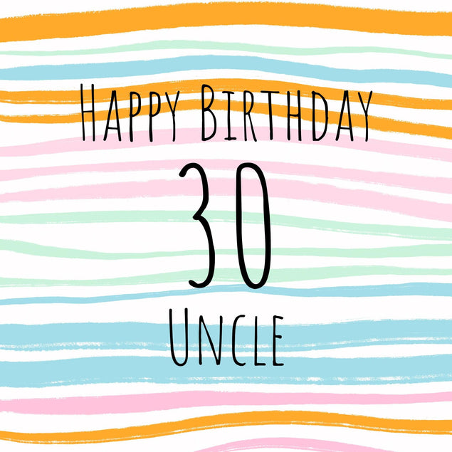 30th Happy Birthday Stripes Uncle Confetti-exploding Greetings Card