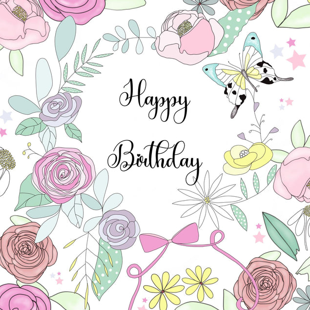 Floral Wreath With Bow Birthday Confetti-exploding Greetings Card