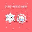 Merry First Christmas Together Cute Snowflakes Confetti-exploding Greetings Card