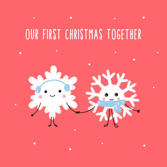 Merry First Christmas Together Cute Snowflakes Confetti-exploding Greetings Card