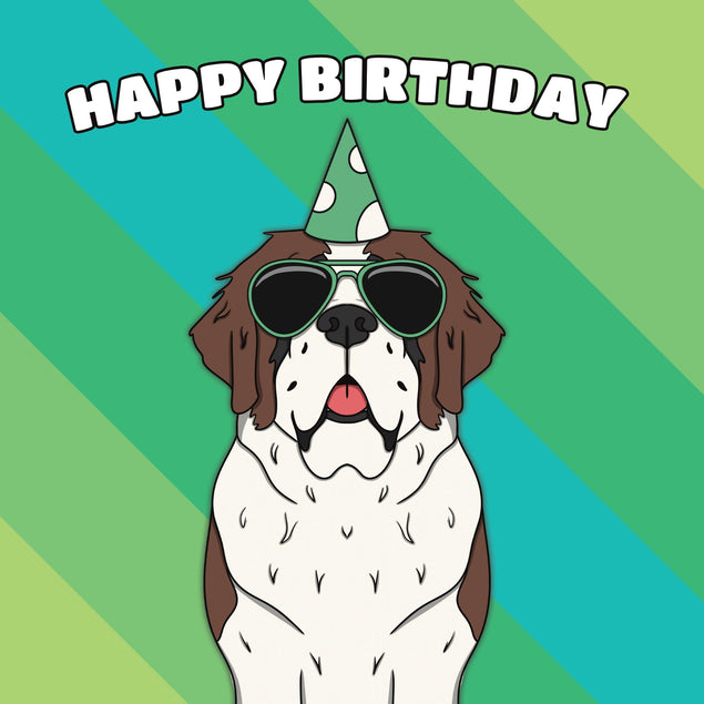 Cool Saint Bernard Dog Birthday Confetti-exploding Greetings Card