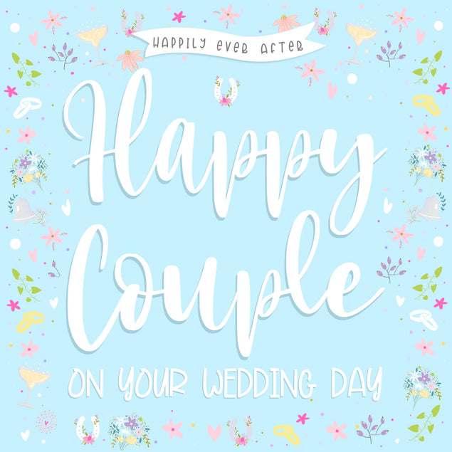 Happy Couple Wedding Day Confetti-exploding Greetings Card