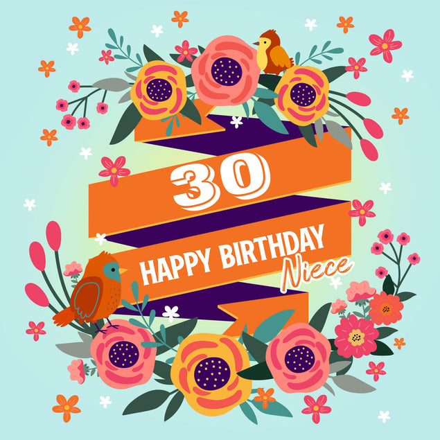 Singing Birds Niece 30th Birthday Confetti-exploding Greetings Card