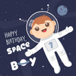 Happy 7th Birthday Space Boy Confetti-exploding Greetings Card