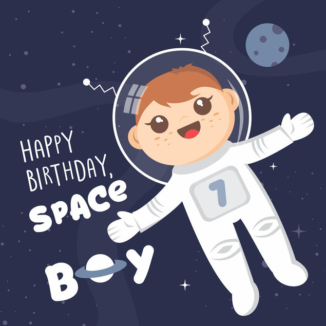 Happy 7th Birthday Space Boy Confetti-exploding Greetings Card