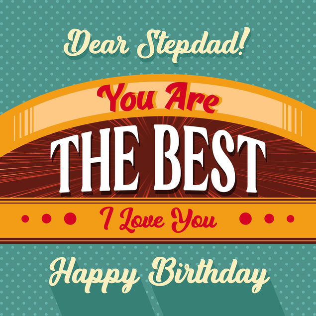 Vintage Poster Happy Birthday Stepdad Confetti-exploding Greetings Card